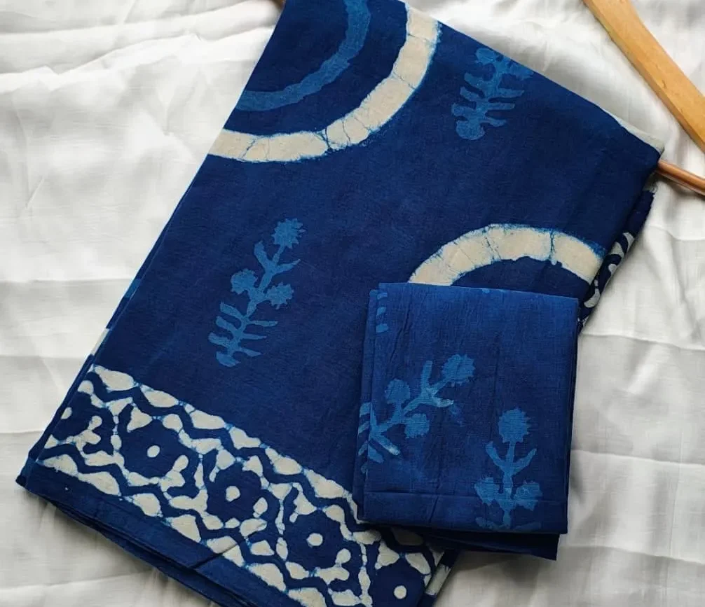 Pure Mulmul Cotton Saree with Blouse Piece - ID #M043