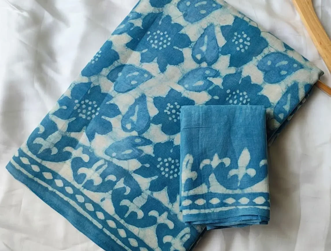Pure Mulmul Cotton Saree with Blouse Piece - ID #M054