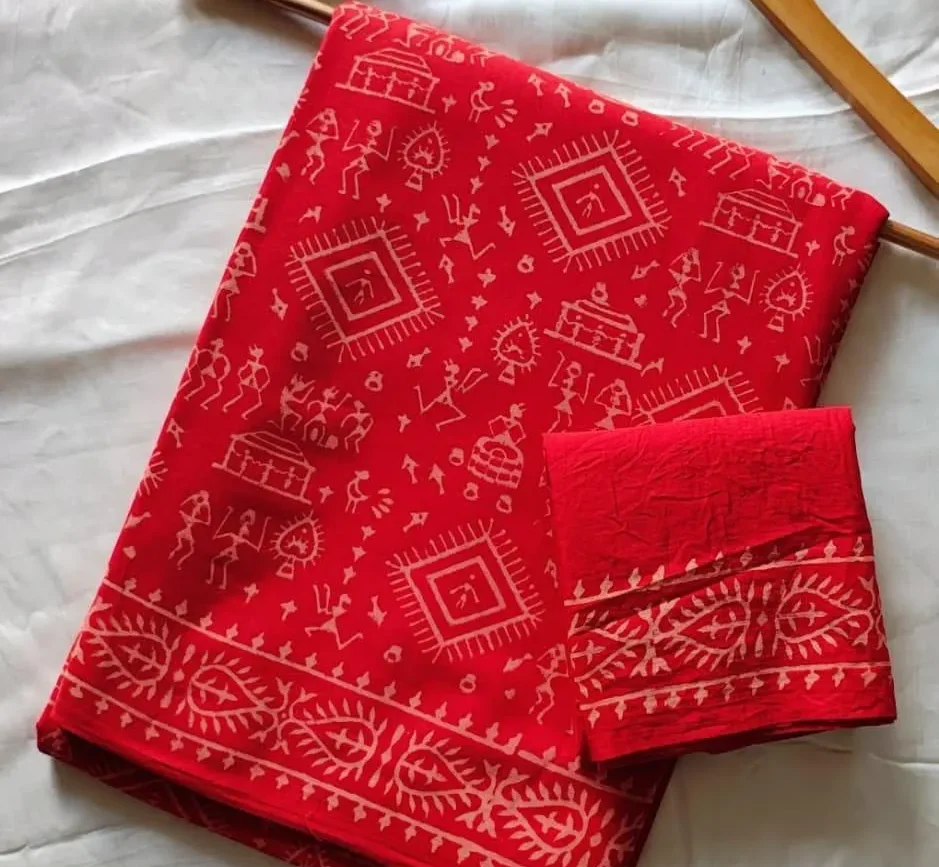 Pure Mulmul Cotton Saree with Blouse Piece - ID #M065