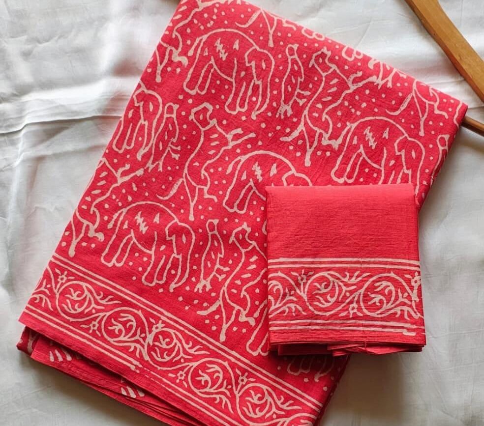 Pure Mulmul Cotton Saree with Blouse Piece - ID #M086