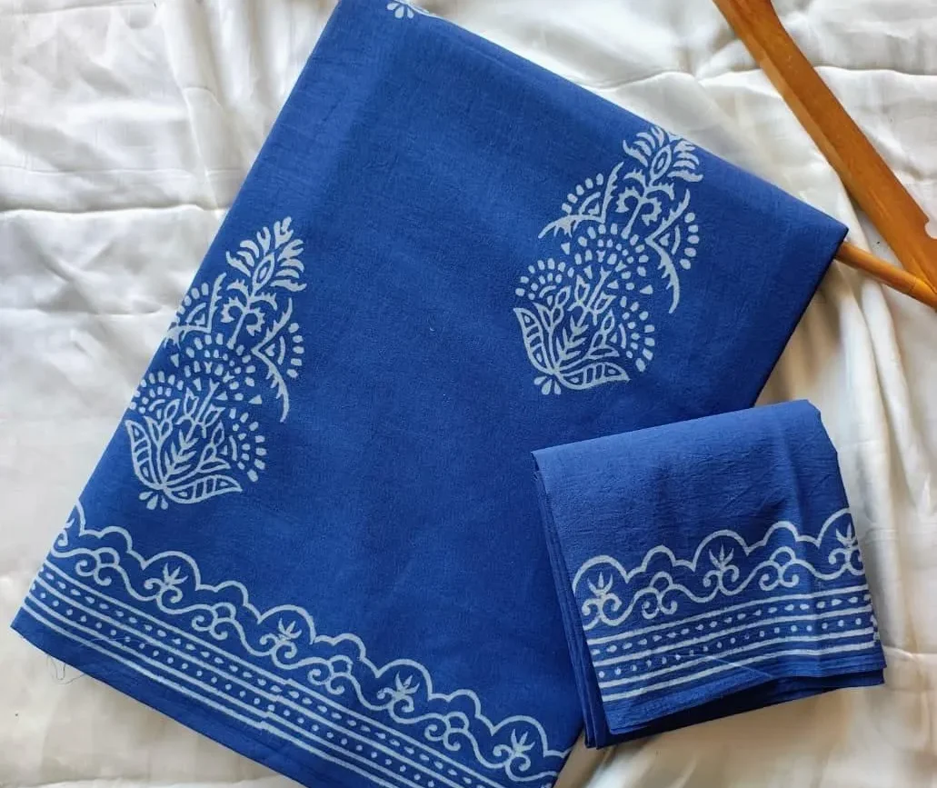 Pure Mulmul Cotton Saree with Blouse Piece - ID #M098