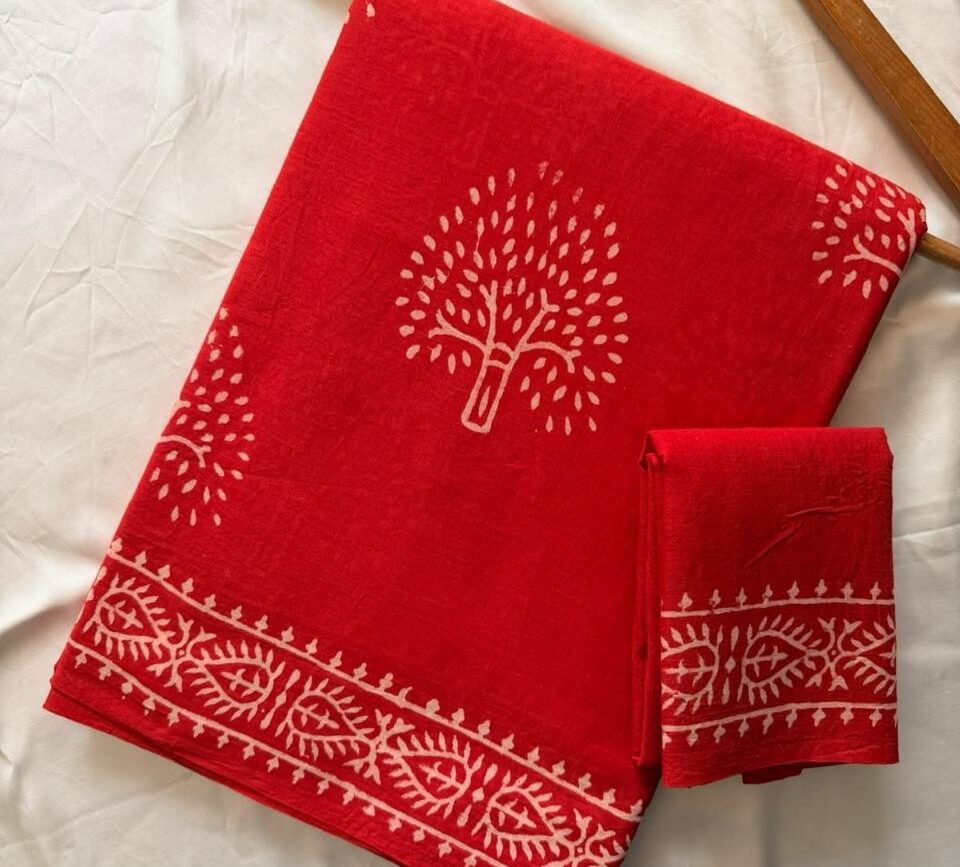 Pure Mulmul Cotton Saree with Blouse Piece - ID #M137