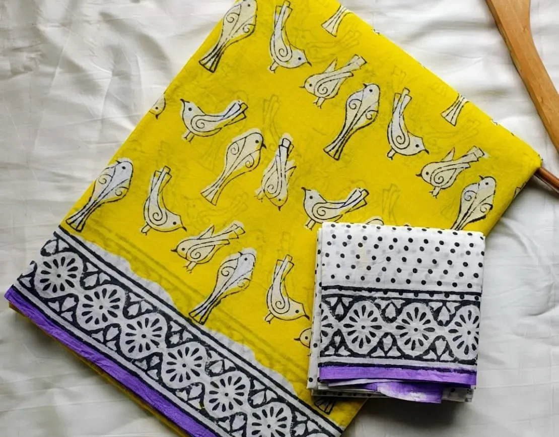 Pure Mulmul Cotton Saree with Blouse Piece - ID #M166