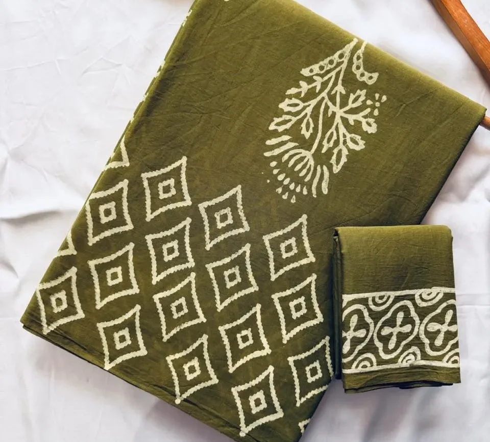 Pure Mulmul Cotton Saree with Blouse Piece - ID #M179