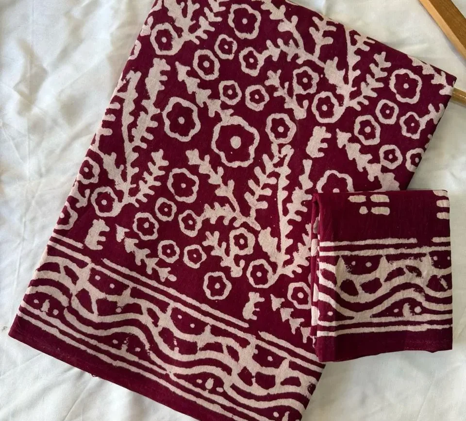 Pure Mulmul Cotton Saree with Blouse Piece - ID #M190