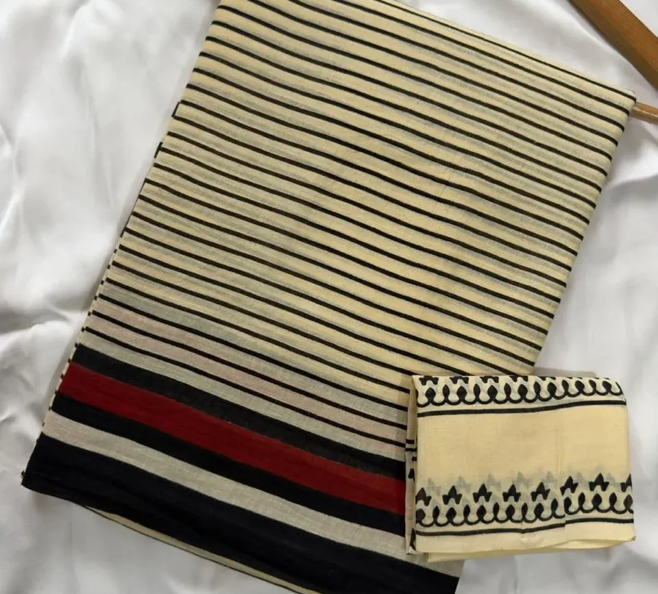 Pure Mulmul Cotton Saree with Blouse Piece - ID #M202