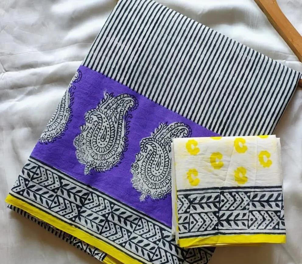 Pure Mulmul Cotton Saree with Blouse Piece - ID #M316
