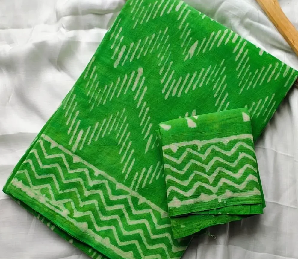 Pure Mulmul Cotton Saree with Blouse Piece - ID #M332